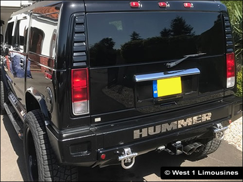 Hummer with wedding decorations
